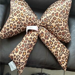 Leopard Print Bow Accent Pillow